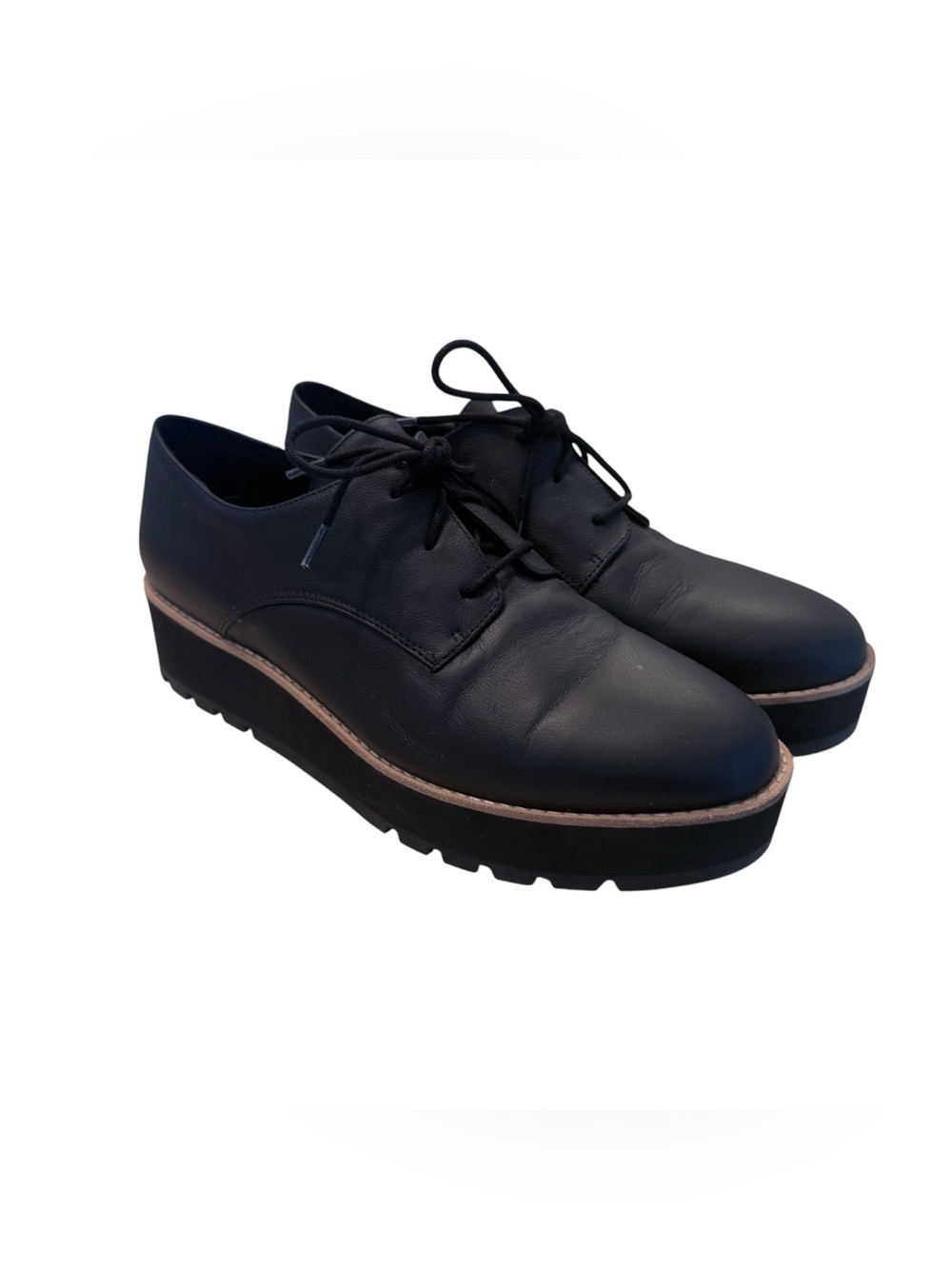 Eileen Fisher Black Leather Platform Oxfords Size 9